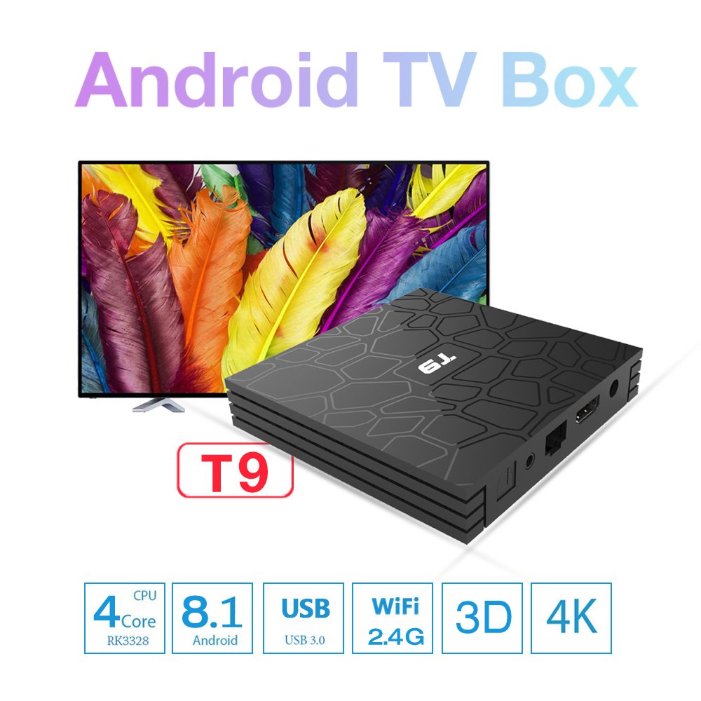 T9 Android TV Box 4GB+32GB RK3328 Android 8.1Wifi Smart TV BOX