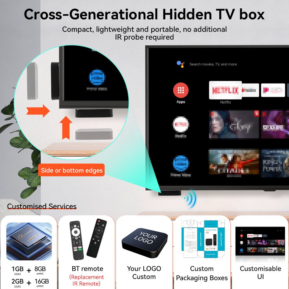 Factory Price U16 Android Tv Allwinner H313 A53 G31 Free Channels Play Store TV 4K In Stock Set Top Box Tv box