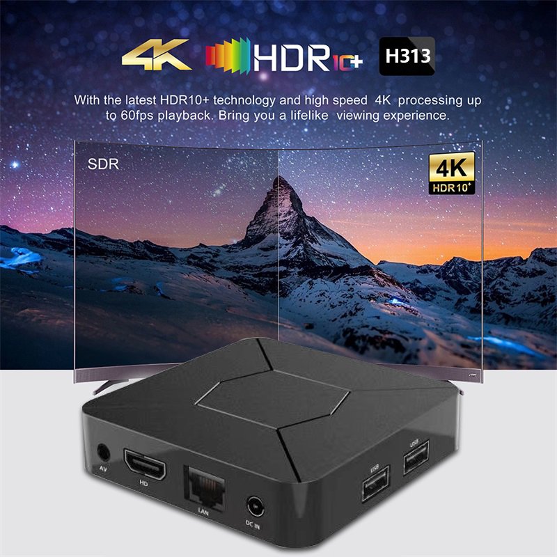 iATV Q5 android tv box 10.0 Allwinner H313 2GB DDR3 8GB BT Voice remote control 5ghz wifi BT 5.2 4K Streaming Set top Box OEM HD
