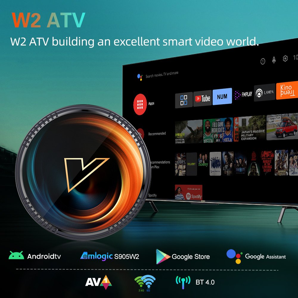 VONTAR W2 ATV androidtv11 Smart Amlogic S905W2 Google Voice Input 8K Video 4K 60fps AV1 Dual Wifi BT4.0 TVbox set top box