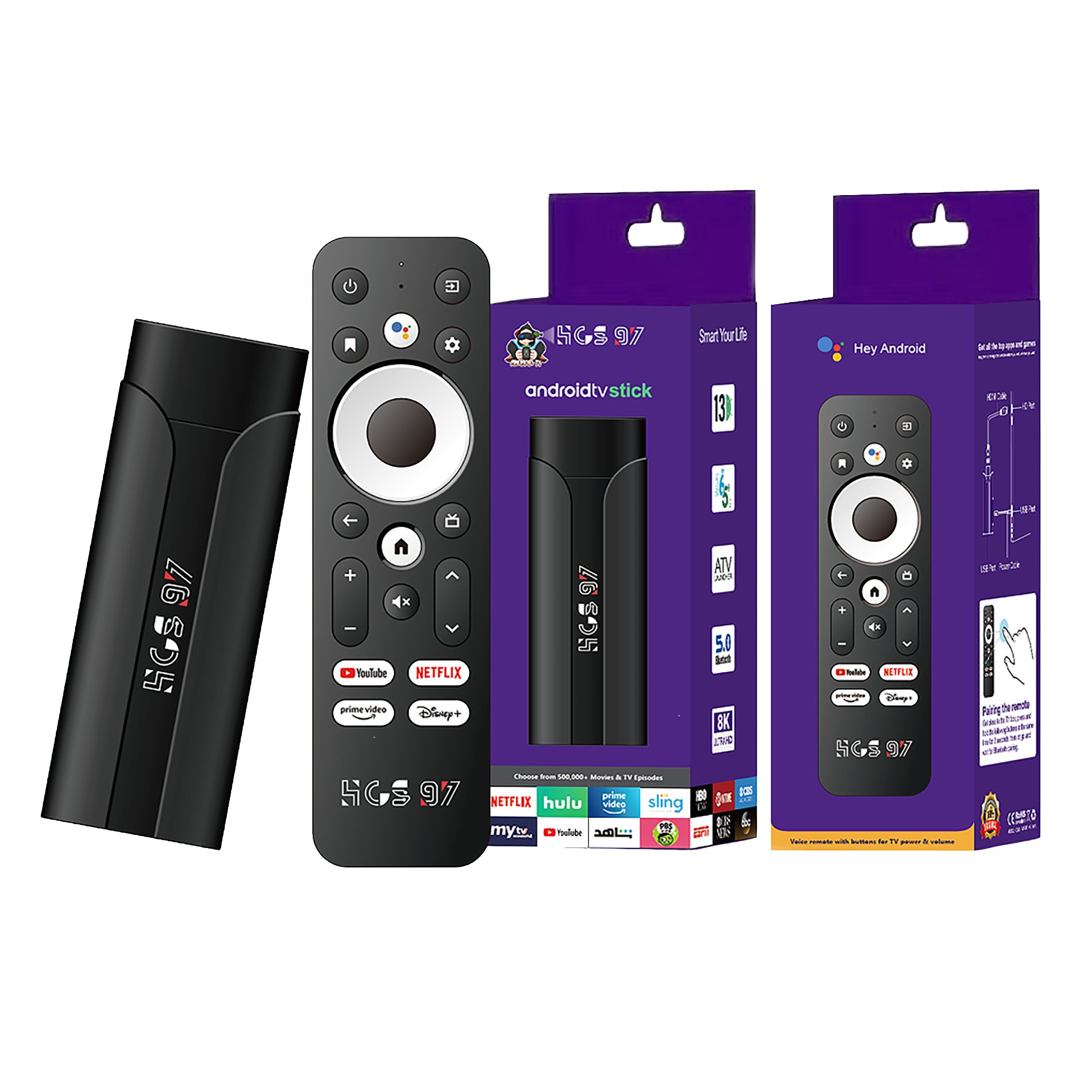 HCS97 2024 Amgoic S905Y4 2GB 16GB Best Android 13 Smart TV Android Box Set-top Box Bluetooth Voice Remote Provides Free Demo