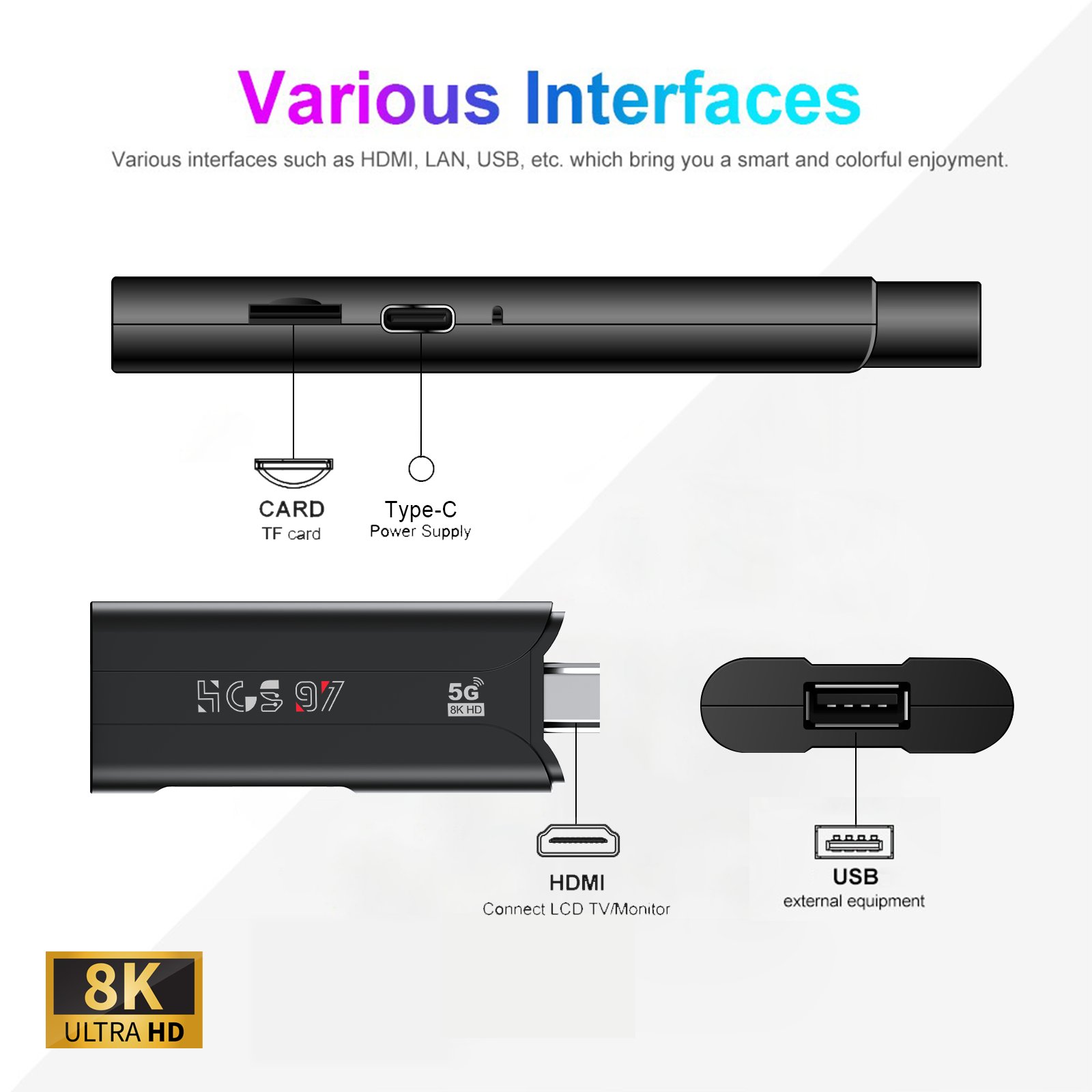 HCS97 2024 Amgoic S905Y4 2GB 16GB Best Android 13 Smart TV Android Box Set-top Box Bluetooth Voice Remote Provides Free Demo