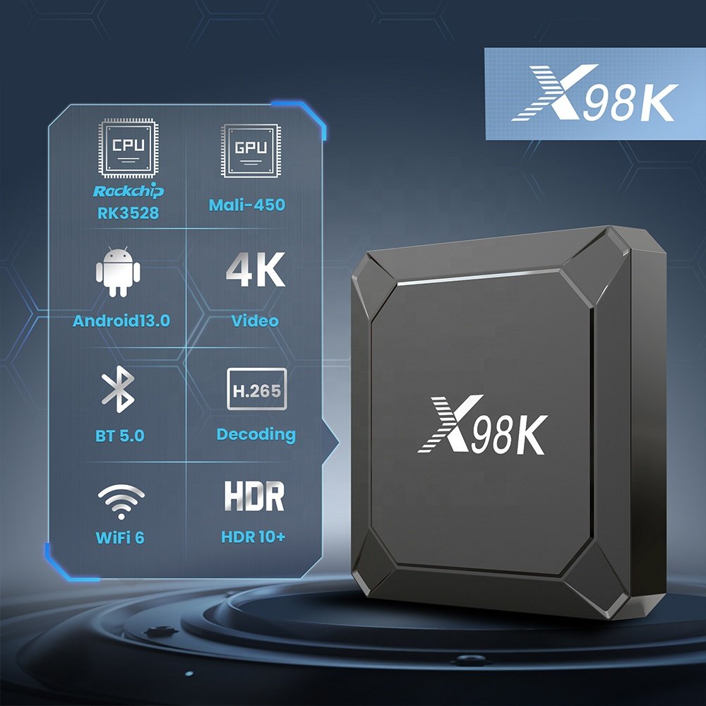 IHOMEMIX Fast Speed Rk3528 Android 13.0 Tv Box 8k Dual Wifi World Iptv 4k Tv Box X98K with Clock Display