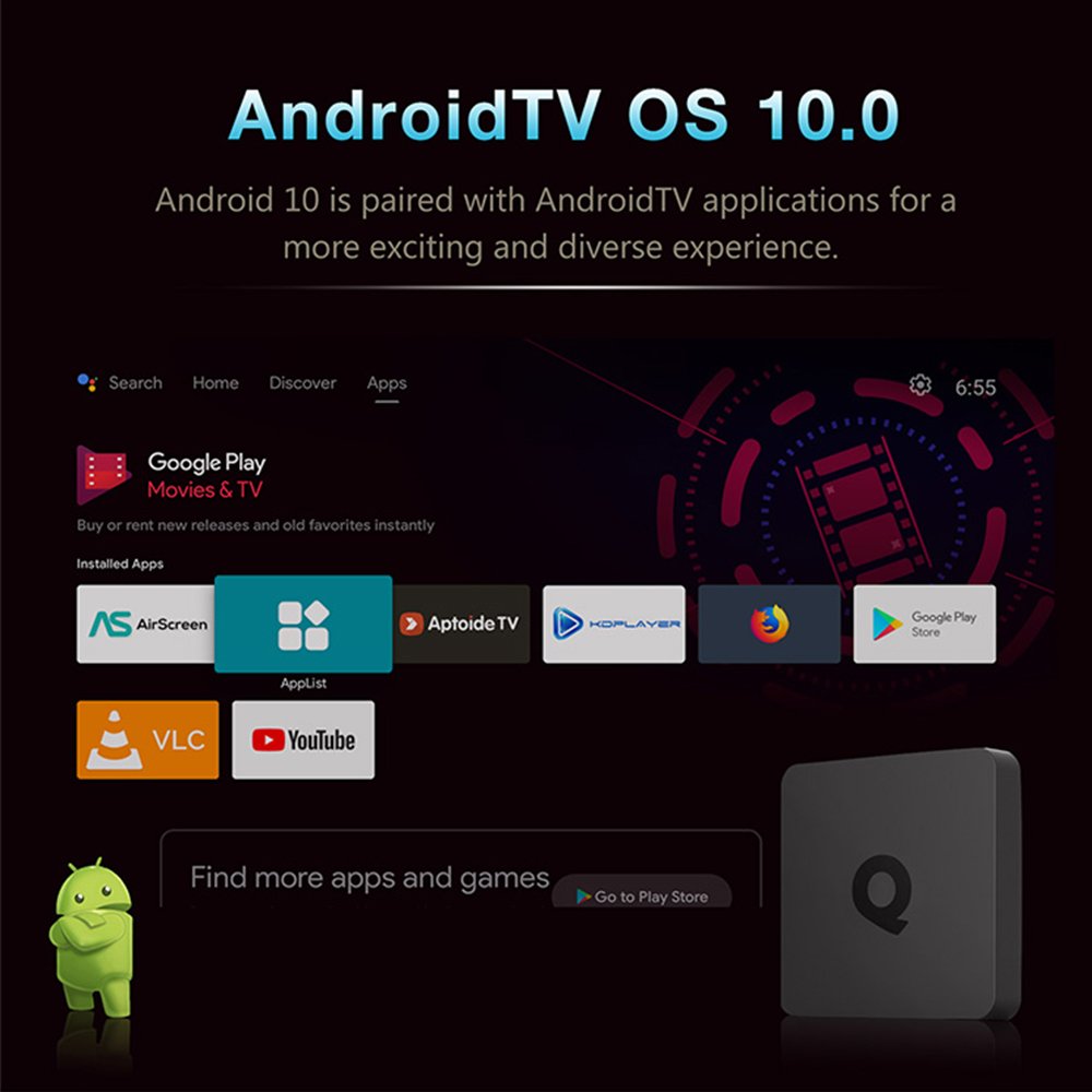 Q1 Android TV 10 OS 4K 2.4/5.8G WiFi BT Voice Remote Contontrol Android 10 Set Top Tvbox Smart Android TV Box