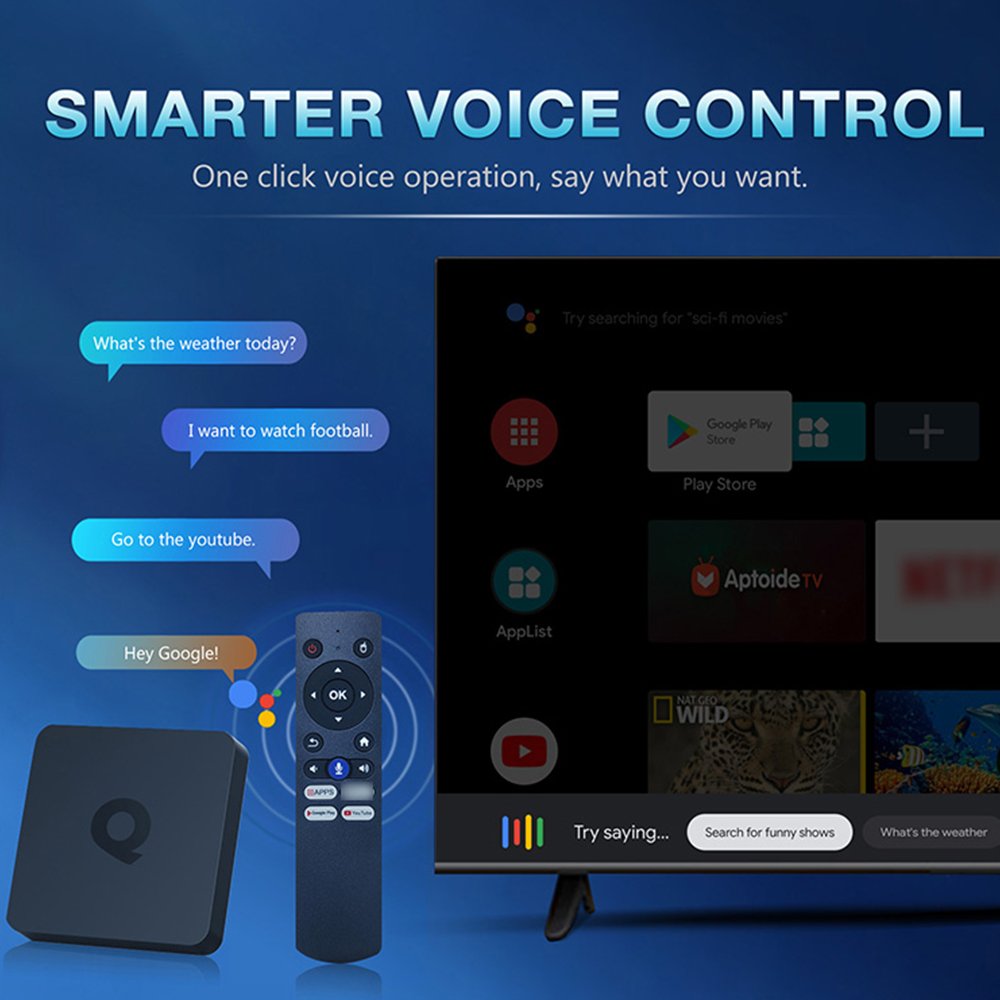 Q1 Android TV 10 OS 4K 2.4/5.8G WiFi BT Voice Remote Contontrol Android 10 Set Top Tvbox Smart Android TV Box