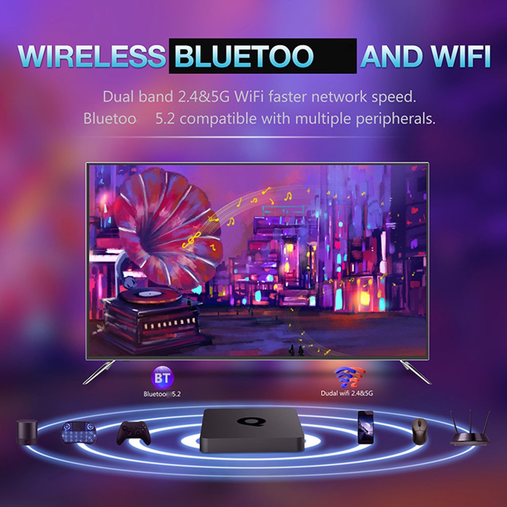 Q1 Android TV 10 OS 4K 2.4/5.8G WiFi BT Voice Remote Contontrol Android 10 Set Top Tvbox Smart Android TV Box