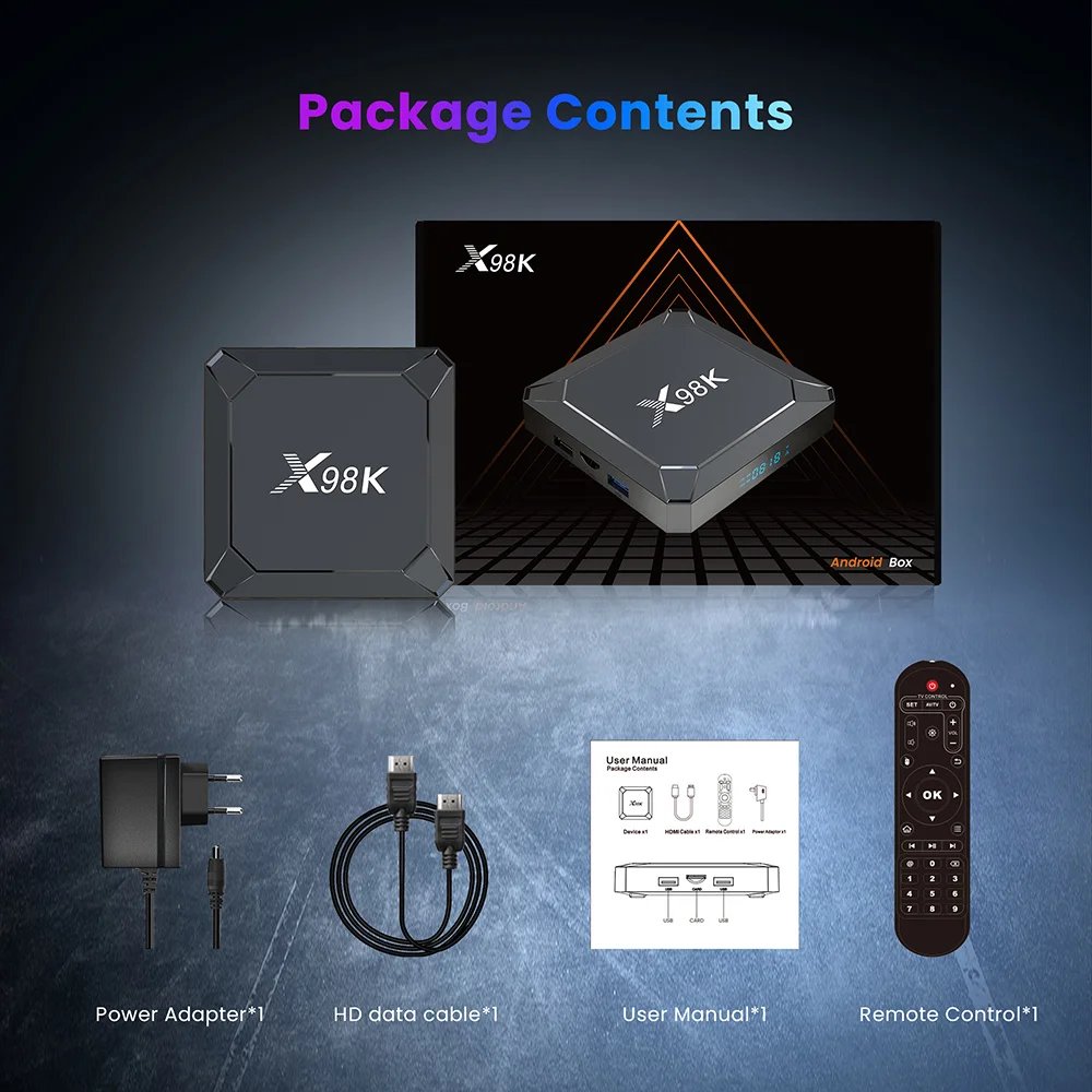 8K TV Box Android 13.0 X98K Rockchip Rk3528 Quad Core Bt 5.0 1000m 2.4GHz/5GHz WiFi 6 Hdr 10 8K TV Box X98K 8K Android TV Box