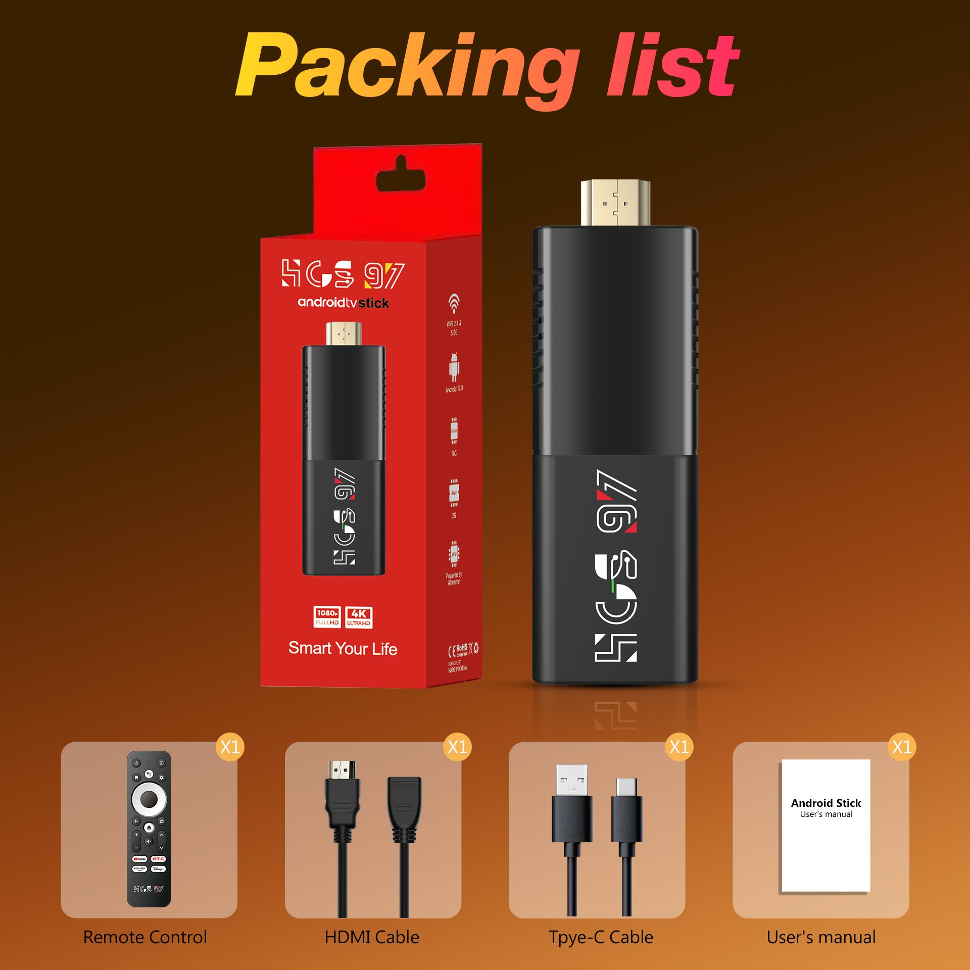International Manufacturer HCS97 android 13.0+ATV red package tv box Allwinner H313 8K BT4.0 Smart Wifi6 set-top box