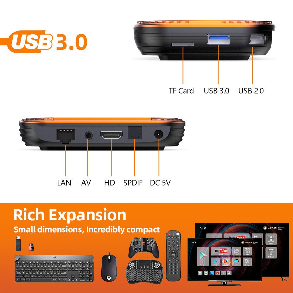 HK1 RBOX X4 Android 11 Amlogic S905X4 Smart TV BOX 8K 4G 32/ 64/128GB 3D Wifi 2.4G&5G Support IPTV Youtube Netlflix Set Top Box