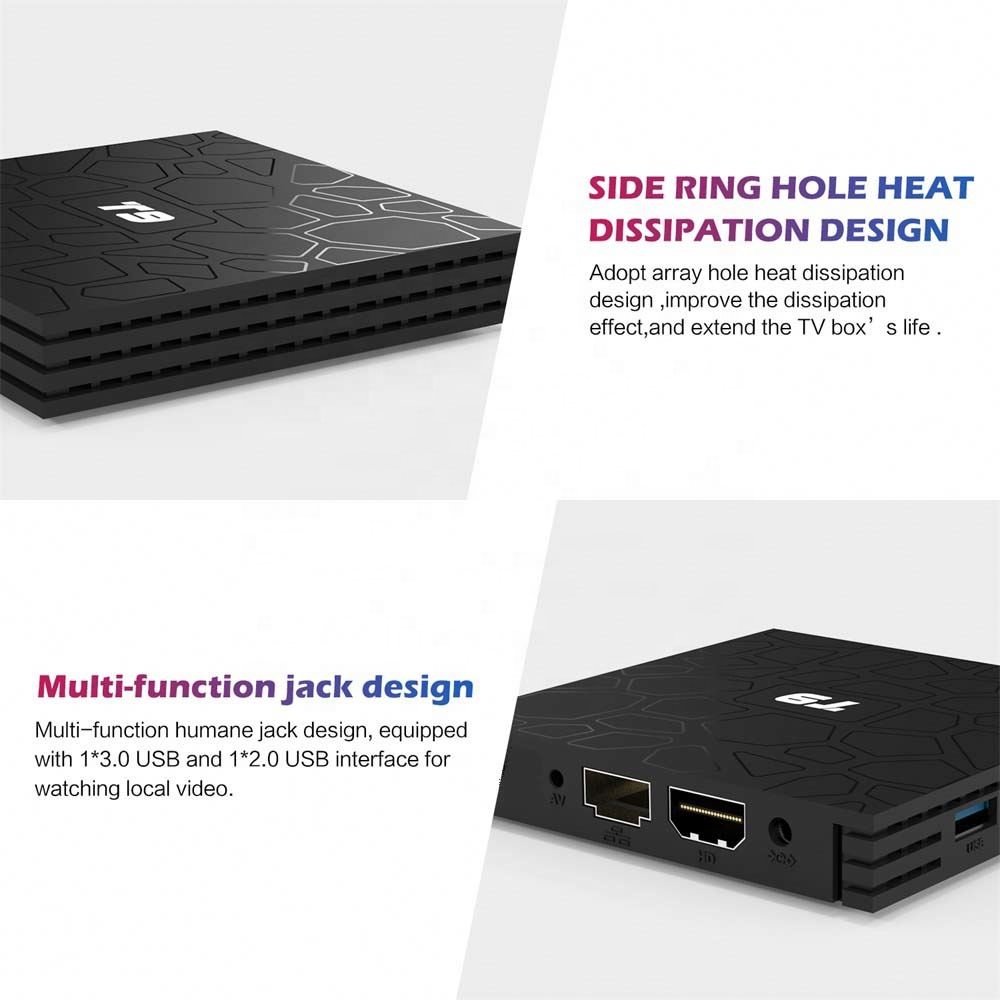 Smart TV BOX T9 android 8.1 RK3318 Quadcore 2G/4GB RAM USB 3.0 4K Set Top Box GPU Mali-450MP2 Smart TVbox Support Multi Games