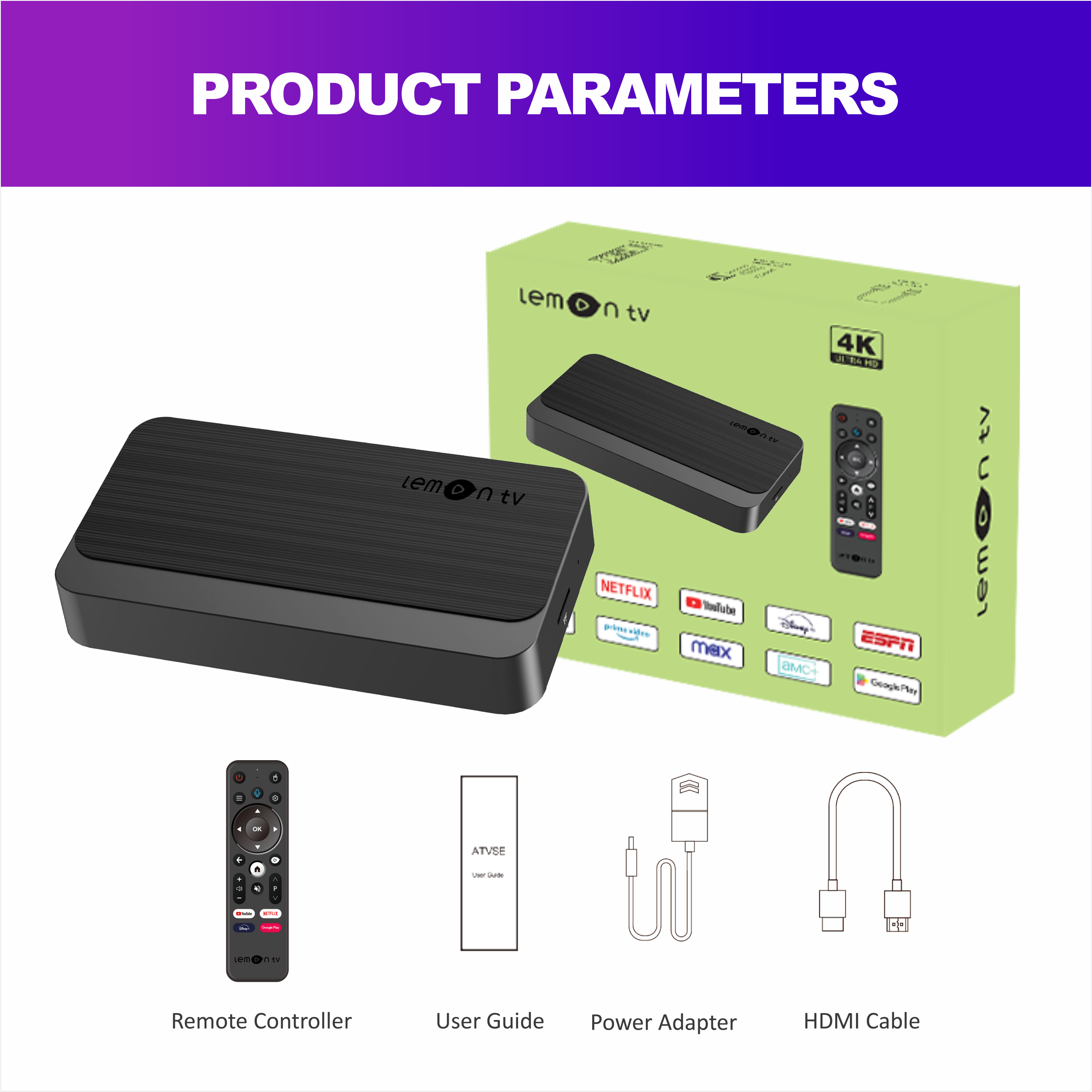 Ihomelife BT remote lemontv L2 2+16GB dual wifi 4K android 12 support all format stalker player support print logo lemontv box