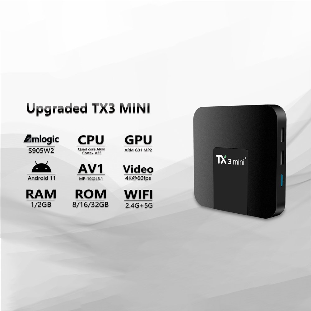 TX3 Mini PLus S905W2 4K 60Hz 5G WiFi TV Box Android 11 4K Streaming Video Media Player IPTV Set-top Box