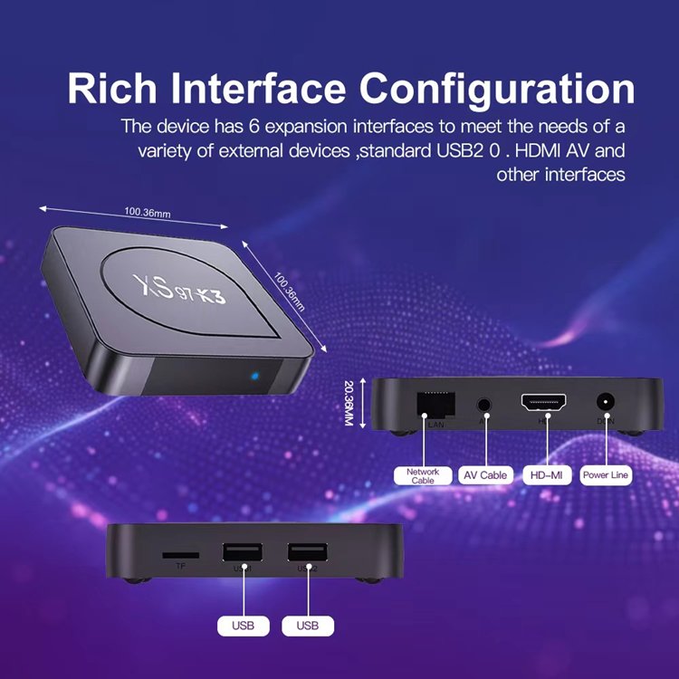 2024 New Tv Box Android 10 XS97 K3 H313 with Remote Controller 5G Dual Wifi 4k 1GB 8GB Xs97k3 smart tv android box Set-Top Box
