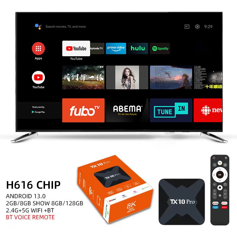 JSAT TX10 pro TV BOX 4K Smart TV Allwinner H313 media player 2GB 8GB ATV tx10pro set-top box with voice remote