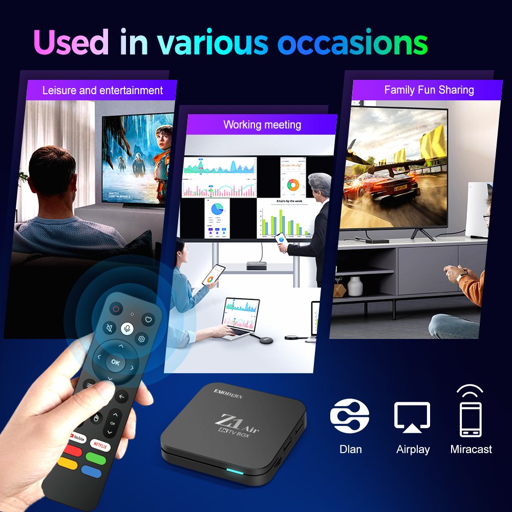 2024 Android Tv box Smart 8K 4K Decoding H313 Z1 AIR tv box Dual WiFi set top box bt remote