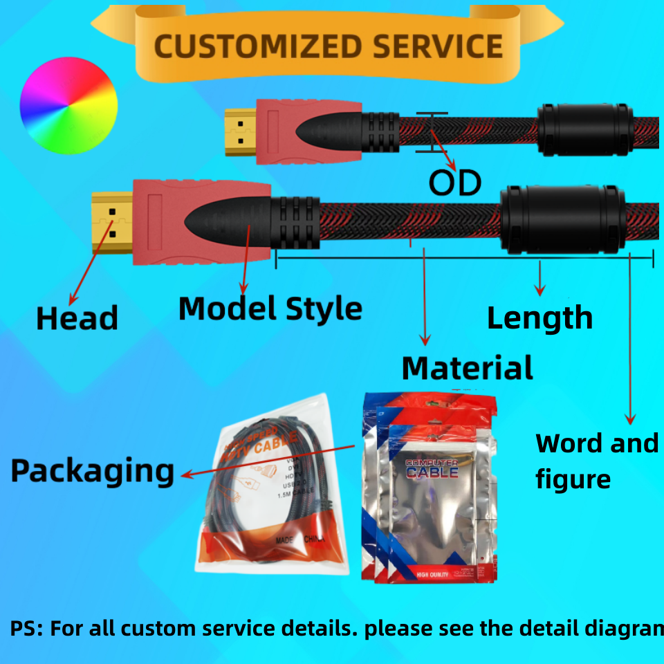 Good Price ODM 1.5M 3M 5M 10M 15M Red Black High Speed 3D MALE TO MALE 1080P 4K HDMI Cable for Computer HDTV Cable