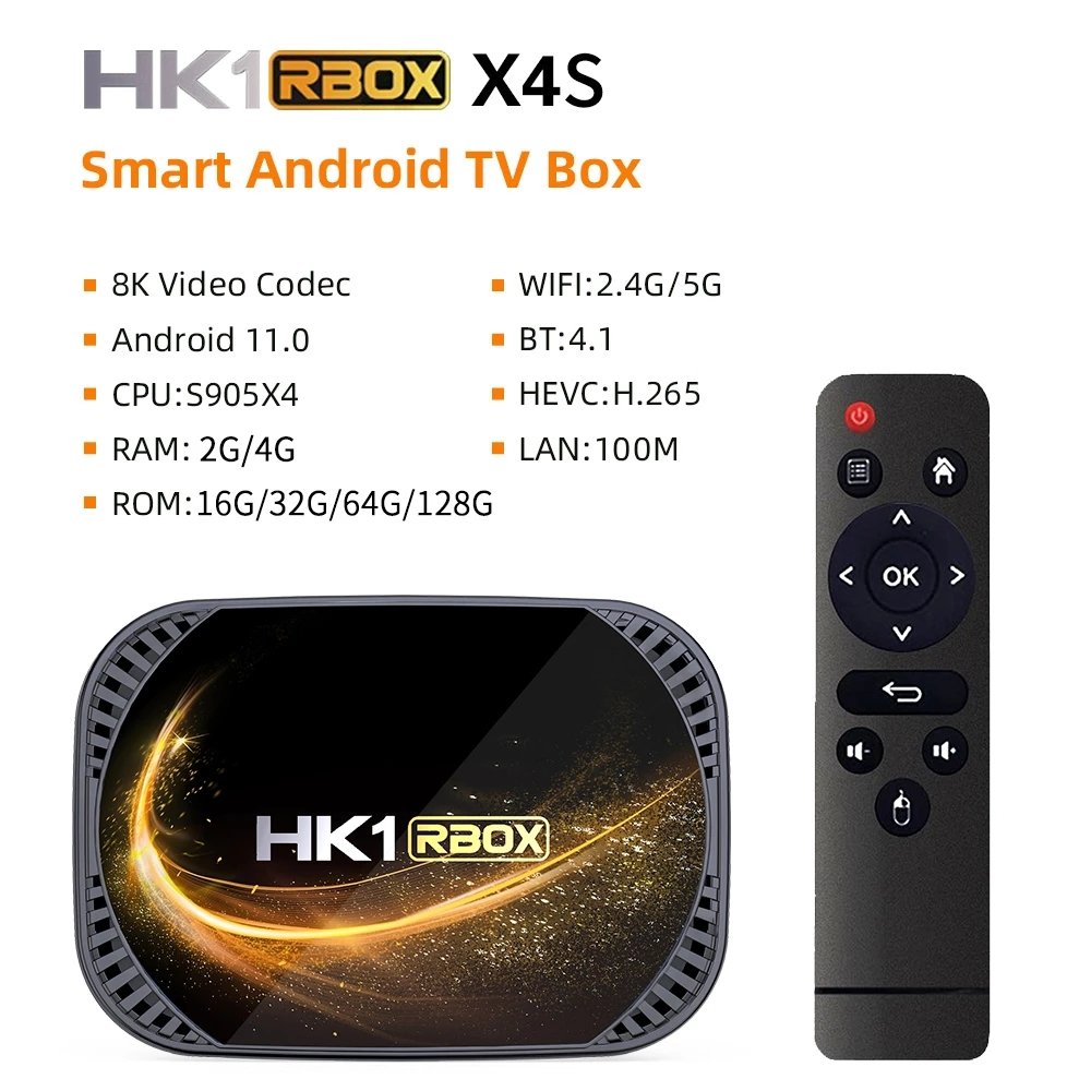 HK1RBOX x4s Android 11.0 4GB 32GB Amlogic S905X4 4K Media Player 2.4G 5G Wifi BT4.0 Smart Set Top Box TV Box
