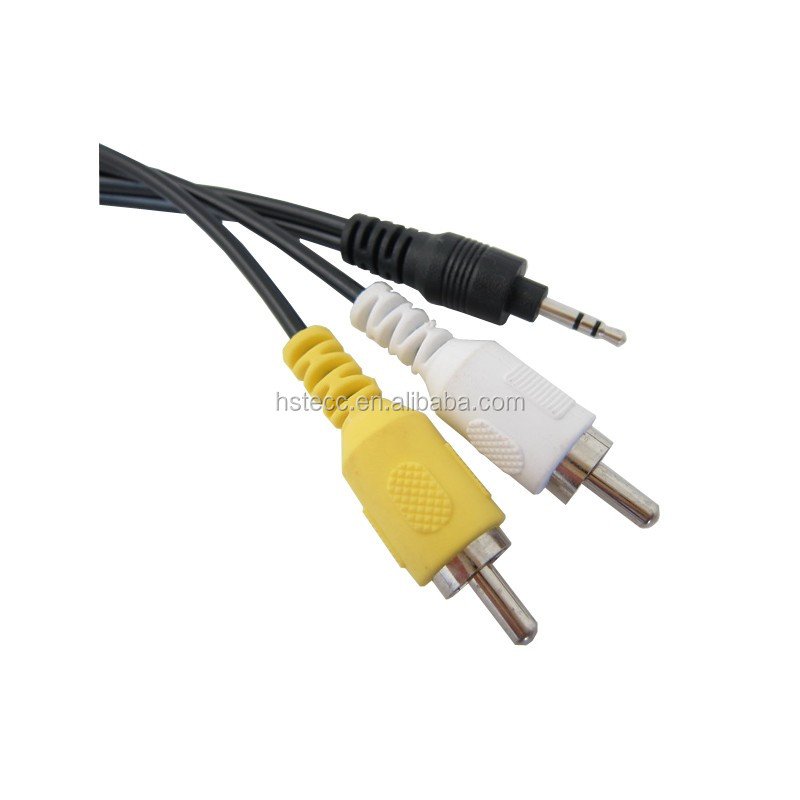 Av 1 is divided into 2 audio cable, lotus video cable of TV set-top box, 3.5mm audio one to two