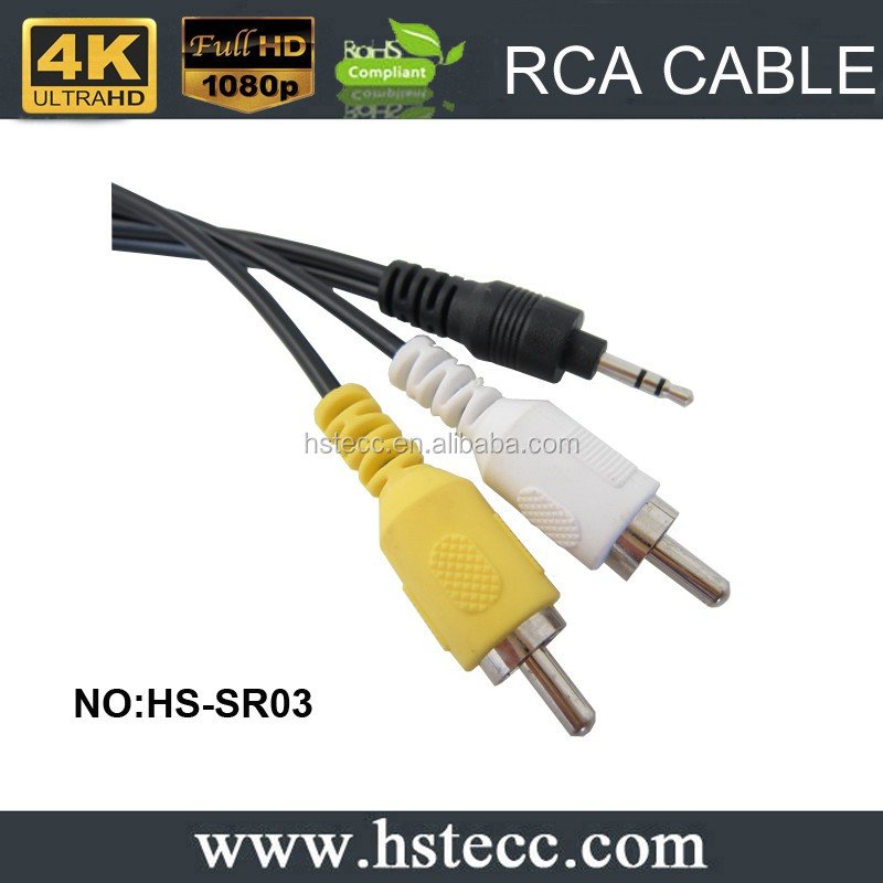 Av 1 is divided into 2 audio cable, lotus video cable of TV set-top box, 3.5mm audio one to two