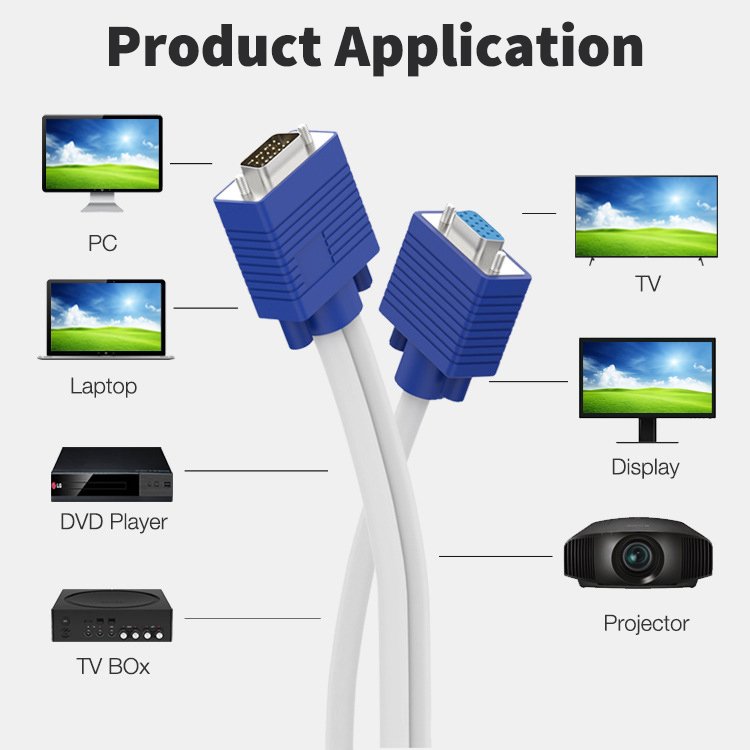 Factory Price VGA Male To 2 Female Y Splitter Vga Cable Monitor Adapter cable One Point Two Y Splitter Vga Cable For Projector