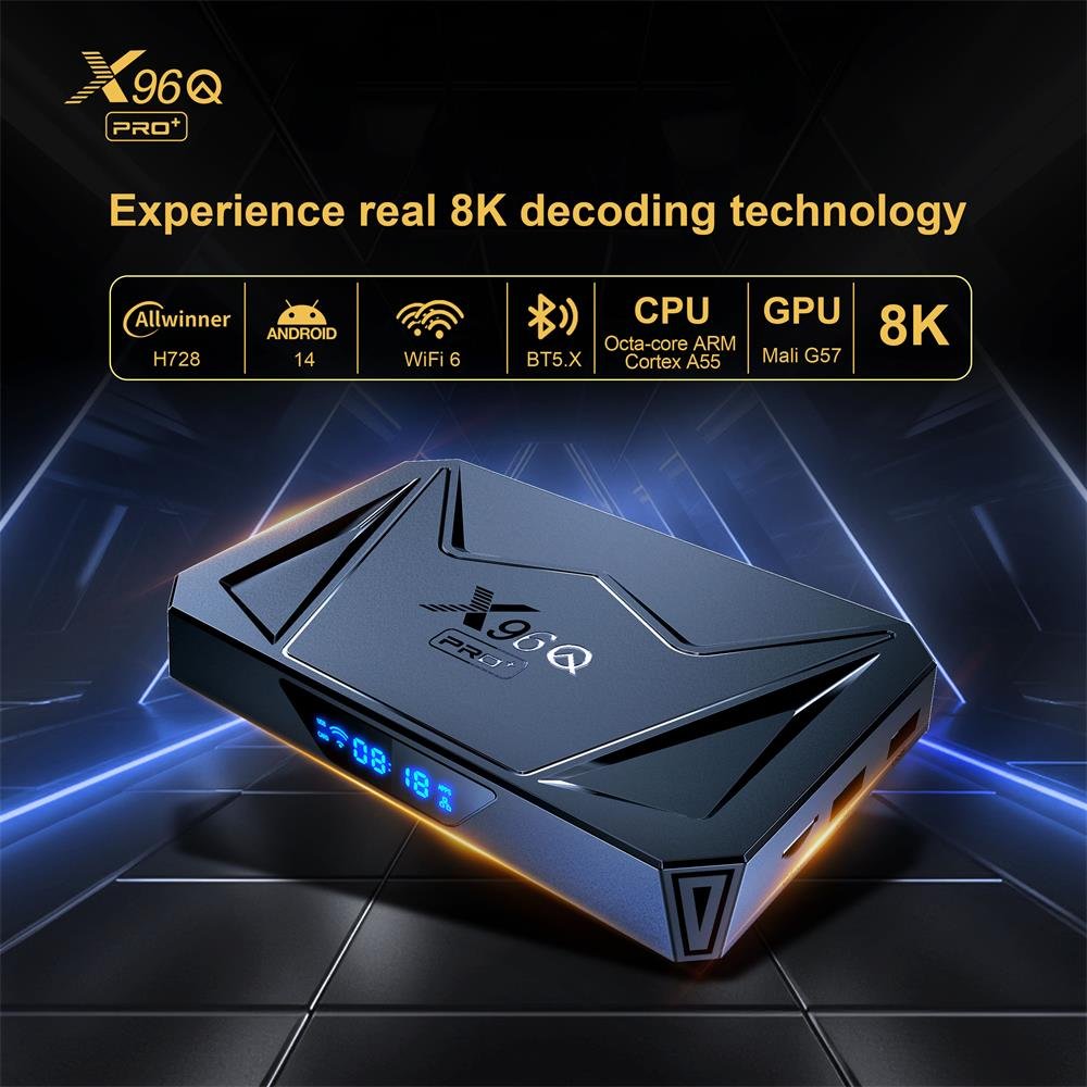2024 New X96Q PRO + Android 14 Tv Box Allwinner H728 8K 2.4G 5G Dual Wifi 6 Bt 2/4G 16/32G Octa Core Set Top Box X96Q Pro Plus