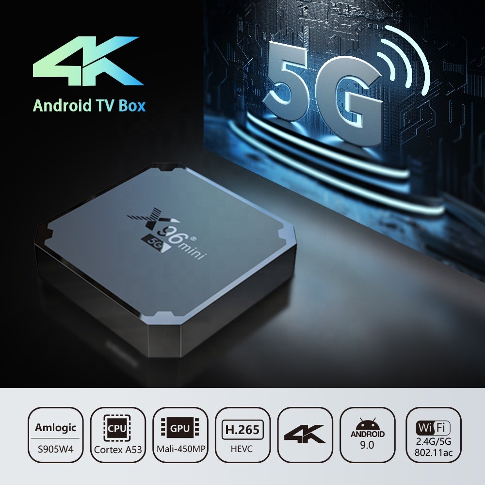 OEM tv decoders x96 mini 5G Amlogic S905W4 1GB 8GB 2GB 16G RAM ROM HDR Quad core Dual Wifi 4k 3d Display Android 9.0 Set Top Box