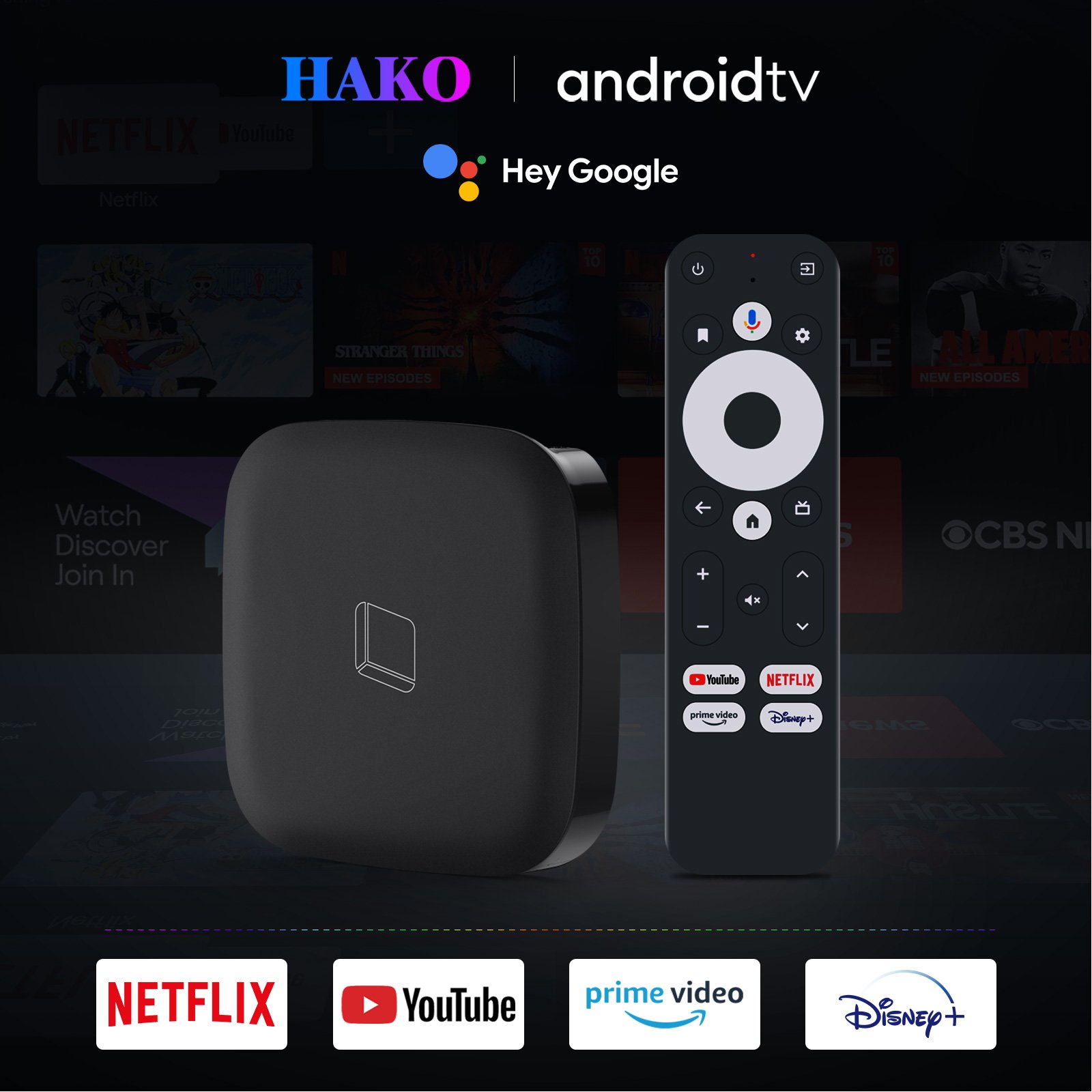 HAKO Pro Android 11 OS Amlogic S905Y4 OTT Google Smart TV Box Certifications Set 2GB 16GB 4K HDR 10 AV1 FREE Quad Core ATV