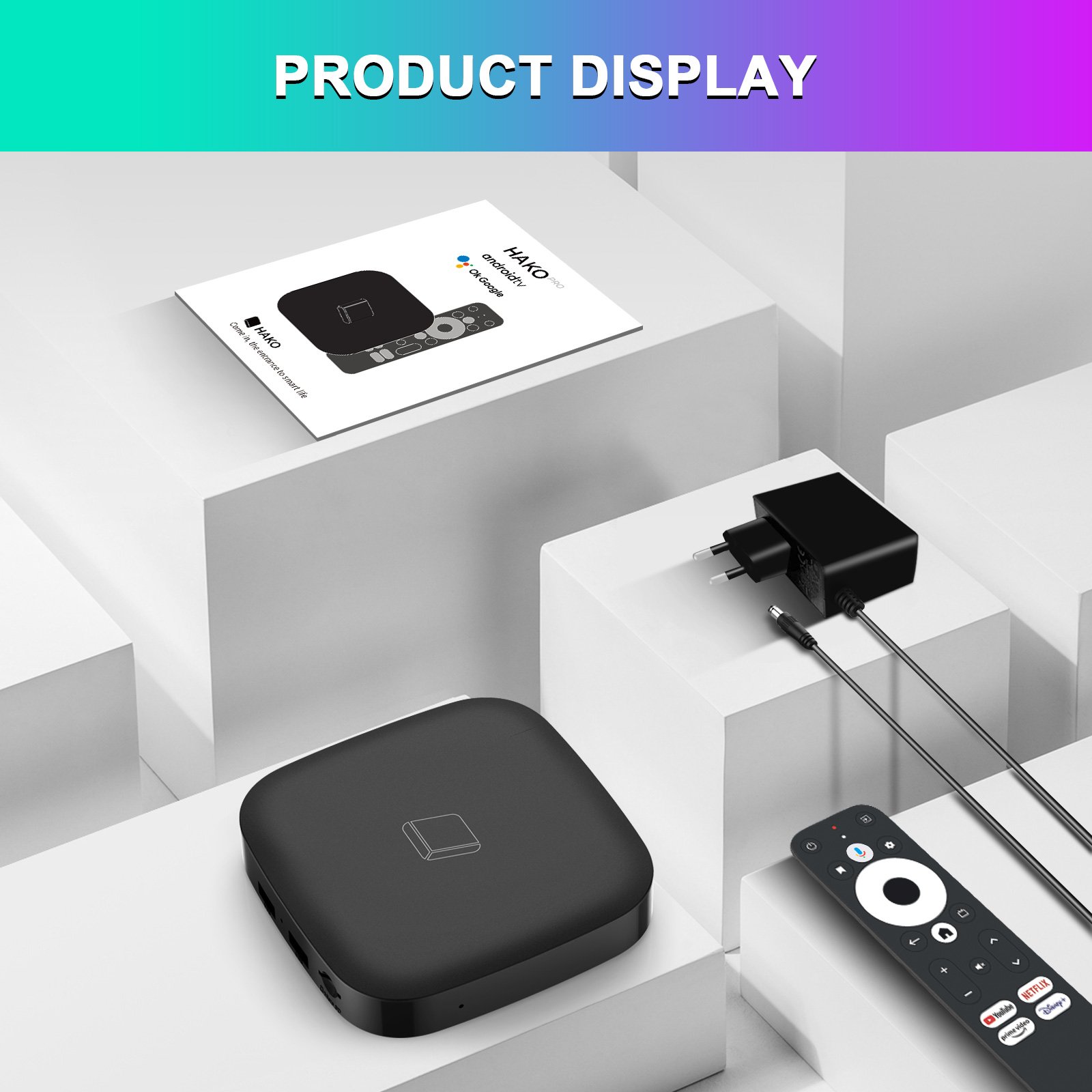 HAKO Pro Android 11 OS Amlogic S905Y4 OTT Google Smart TV Box Certifications Set 2GB 16GB 4K HDR 10 AV1 FREE Quad Core ATV