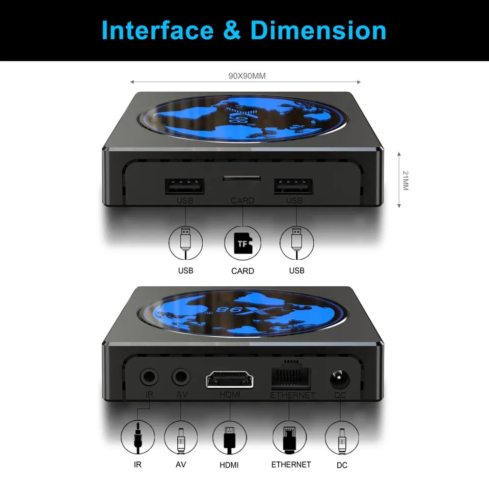 QunShi Factory Price tvbox Android 11 4K IPTV Set Top Box Amlogic S905w2 X98 mini 2GB 16GB Smart Android OTT TV Box Media player