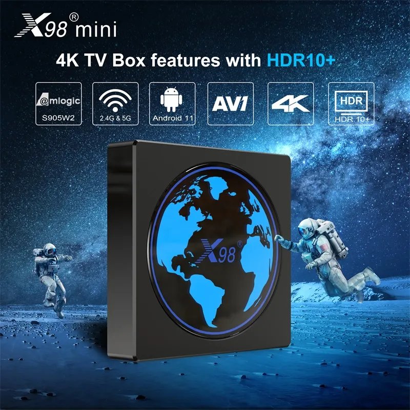 QunShi Factory Price tvbox Android 11 4K IPTV Set Top Box Amlogic S905w2 X98 mini 2GB 16GB Smart Android OTT TV Box Media player