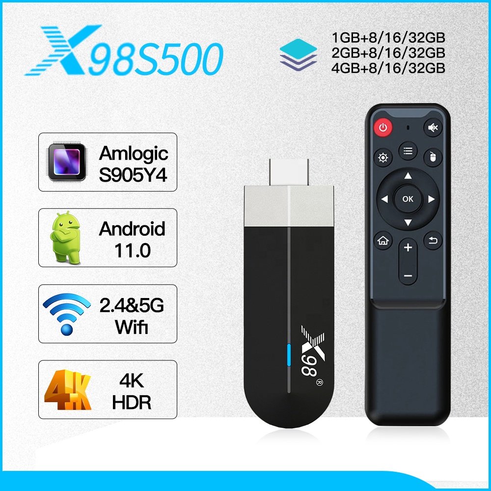 X98S500 Android 11.0 Smart 4K Tv Box Fire Tv Stick 4K Google Certified Android TV Box Android Quad Wifi Set-top Box