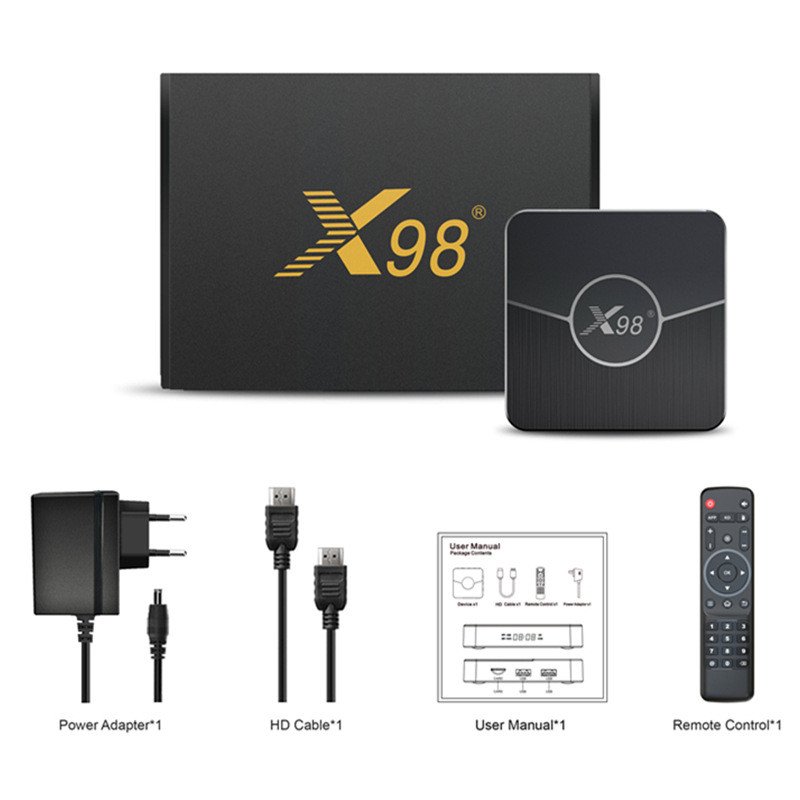 OEM/ODM Available Premium Quality 4k TV BOX 4GB 32GB X98 Plus Set-top Box S905w2 2.4G/5G WIFI BT5.0