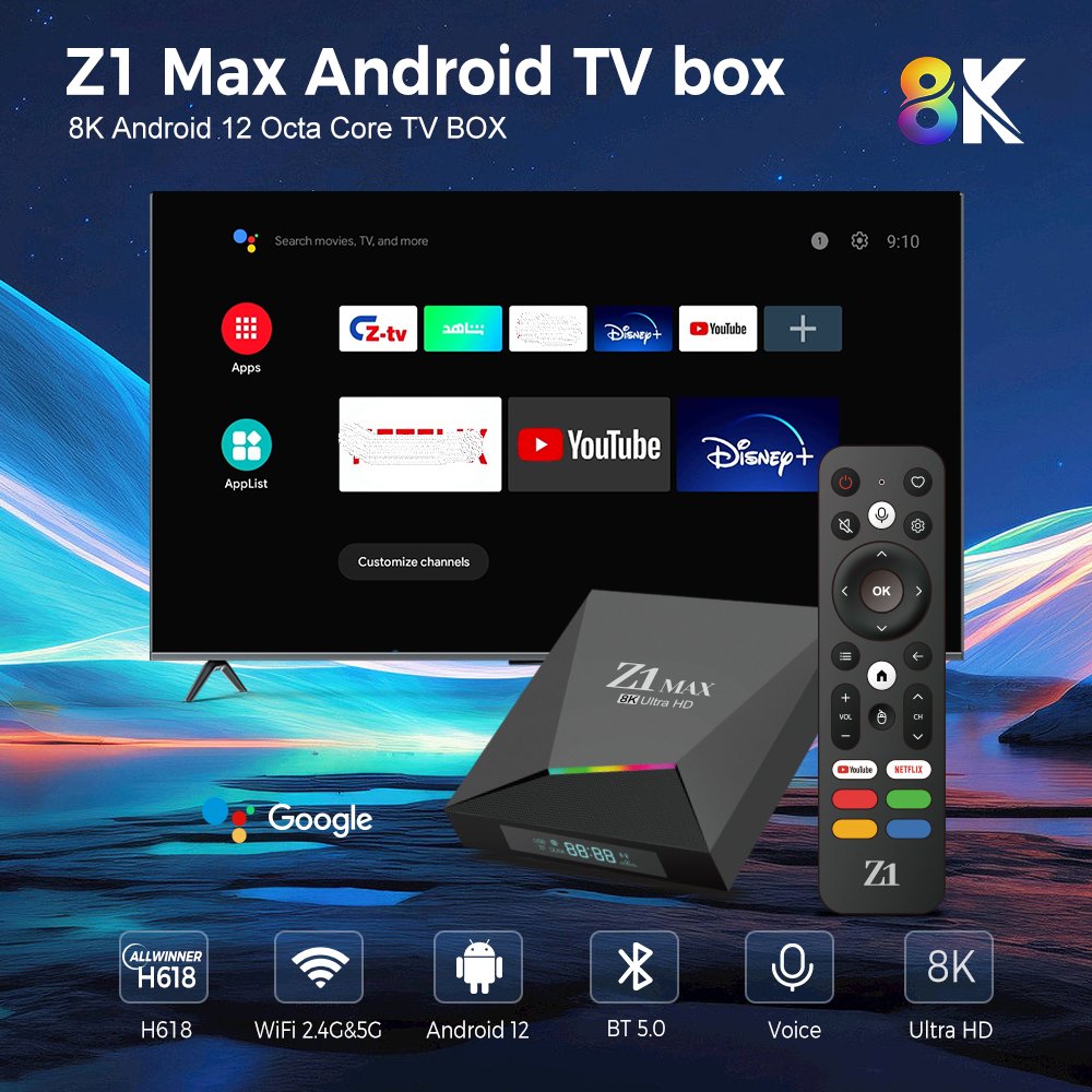 High Quality Factory New Android 12 os Media Player Z1 Max H618 4K Set-Top Box 4 Core Smart IPTv Box Support OEM