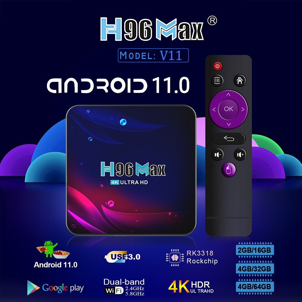 Cheapest H96 MAX V11 RK3318 4gb ram 64GB ROM tv box android 11 2.4g 5g dual wifi internet set top box H96max