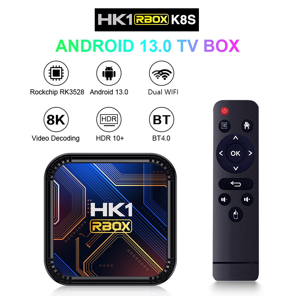 Factory HK1 RBOX K8S 4+64GB 8K network set-top box RK3528 Android 13 TV box