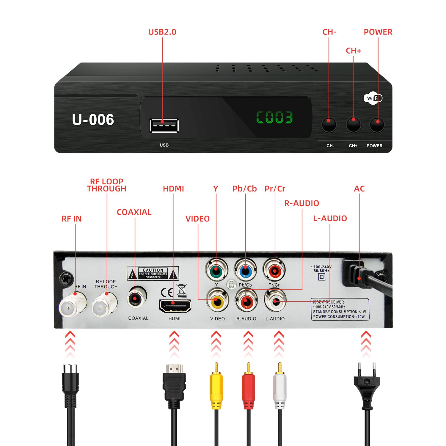 Set Top Box FTA HD 1080P MPEG4 WiFi South America Peru Chile Digital TDT TV Decoder ISDB-T