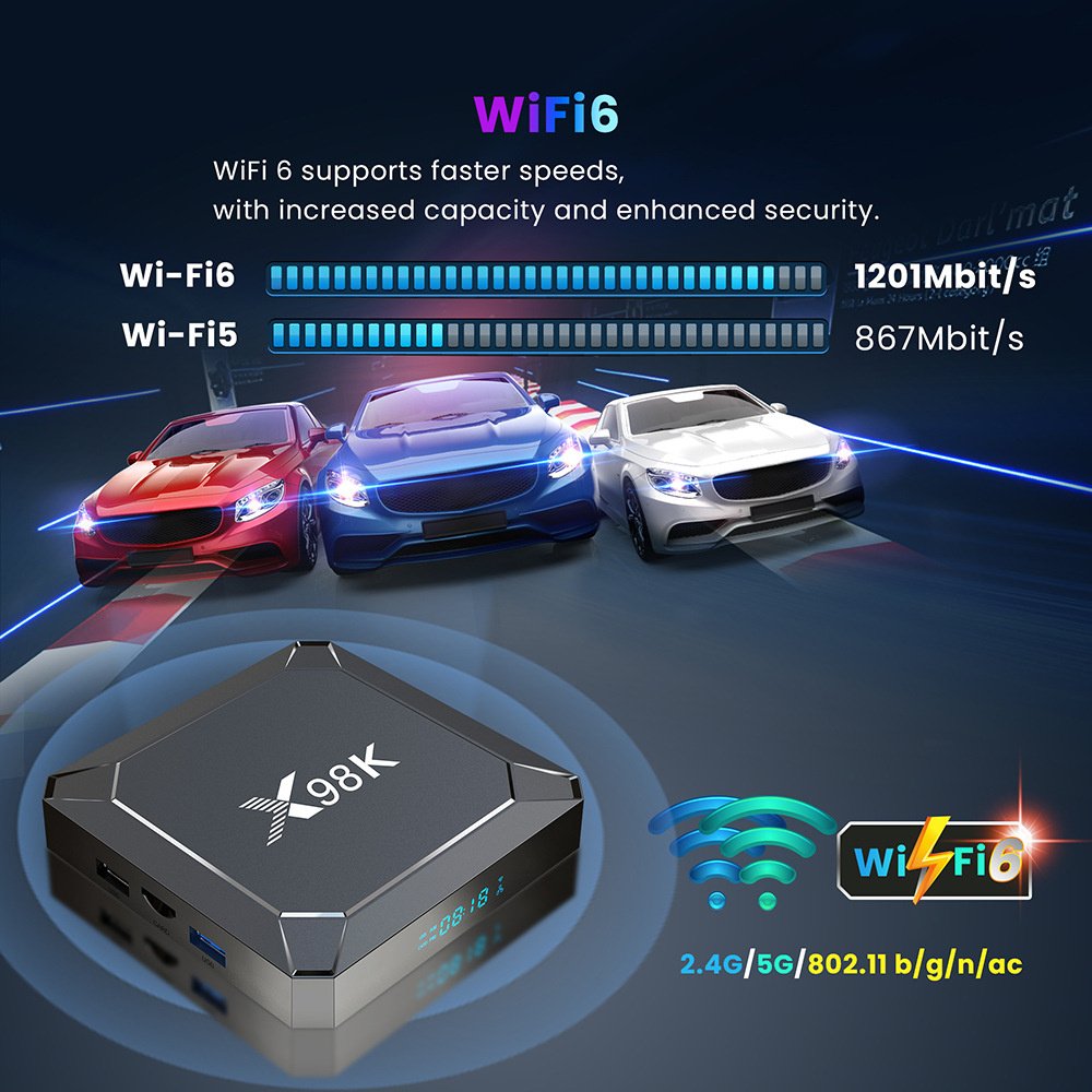 X98K Android 13 Media Player 8K RK3528 Quad-Core Dual WiFi BT 5.0 8K 2/4GB 16/32GB Smart TV BOX