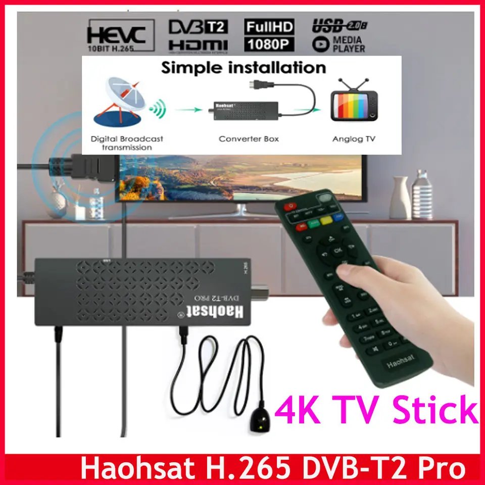 Haohsat DVB-T2PRO TV Stick 4K HEVC DVB Digital DVB T2 TV HD Tuner H.265 WIFI Terrestrial Decoder Set-Top Box