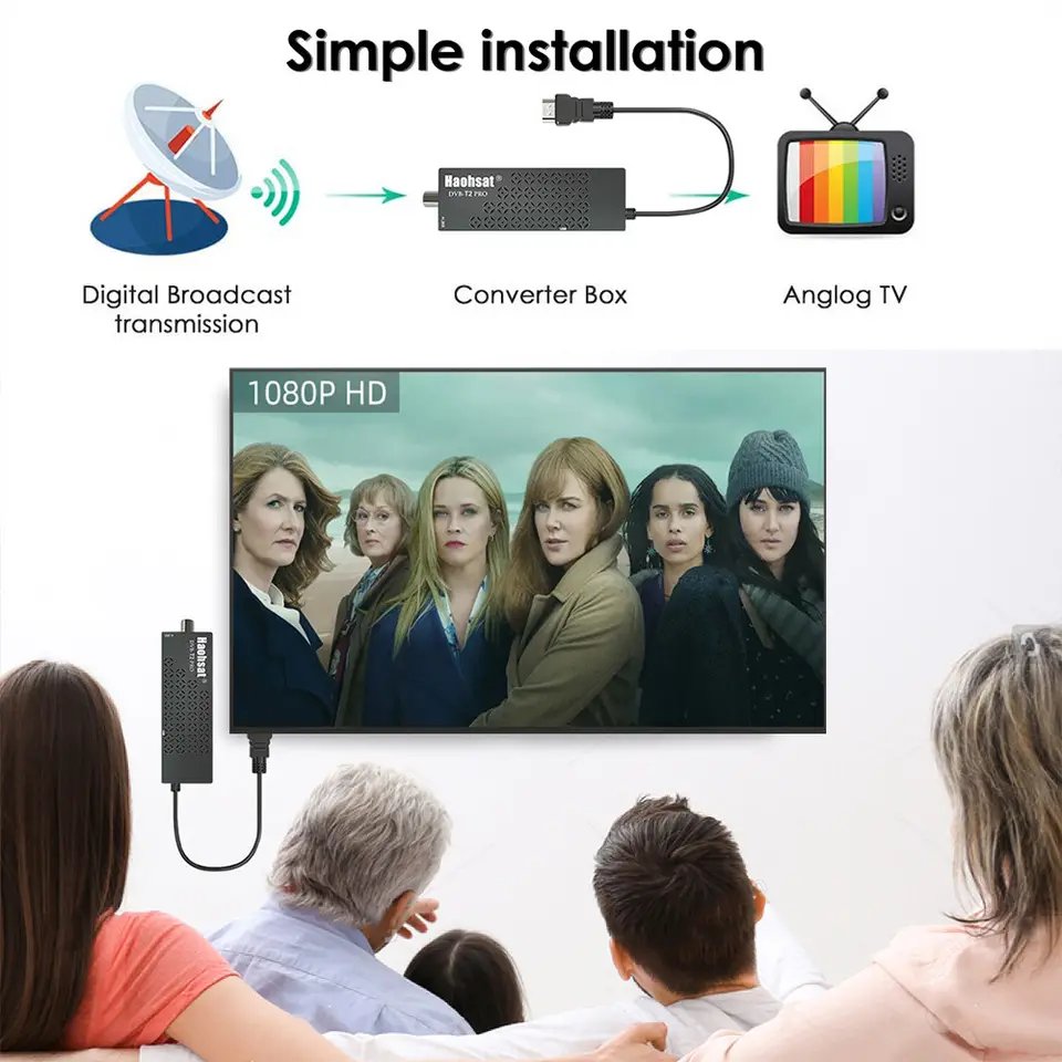 Haohsat DVB-T2PRO TV Stick 4K HEVC DVB Digital DVB T2 TV HD Tuner H.265 WIFI Terrestrial Decoder Set-Top Box