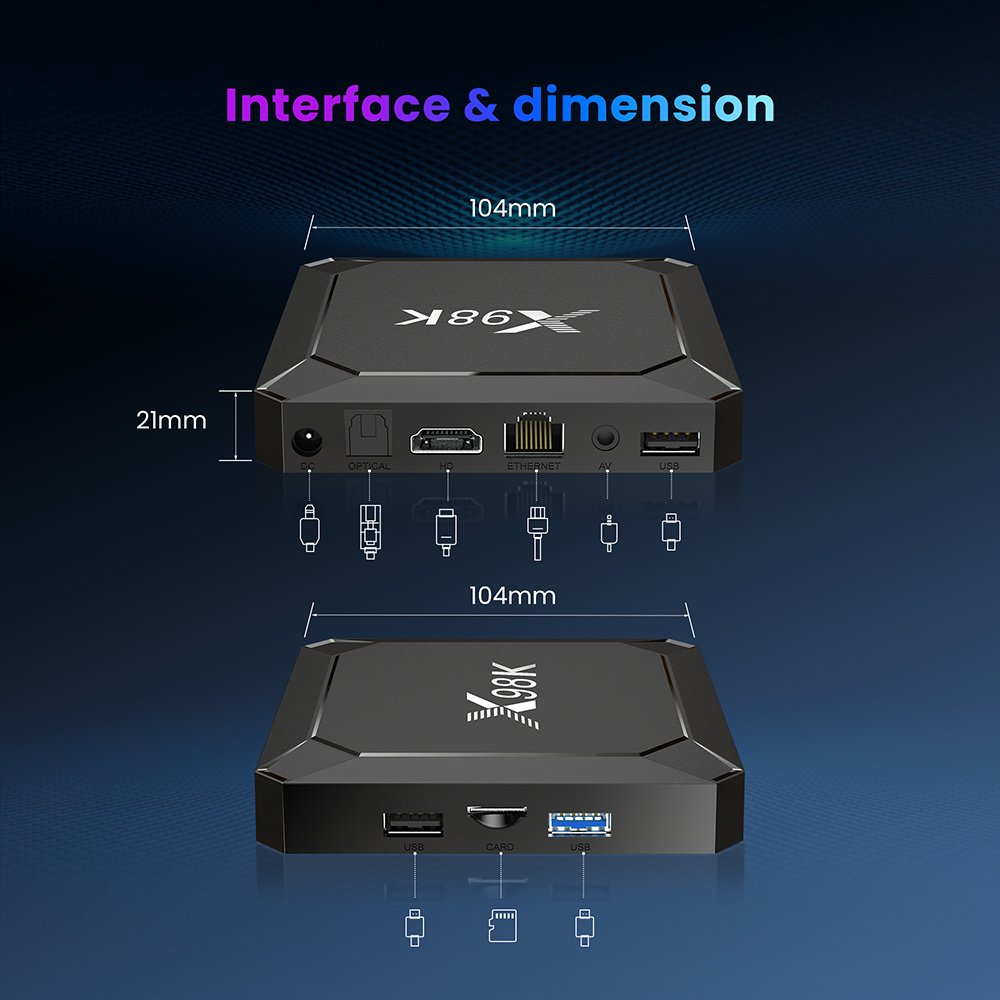 RTC optional 8K Android 13.0 Set Top Box Rockchip RK3528 4GB RAM 32GB ROM WiFi6 BT5.0 4K TV Box Android 13 with Gigabit Ethernet