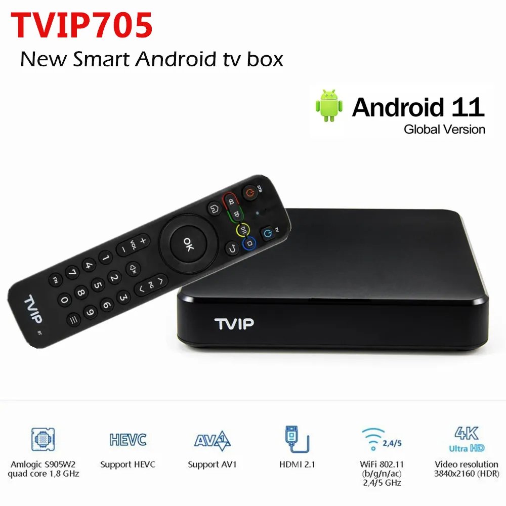 Wholesales TVIP 706 705 S905W2 2G 8G IP TV BOX 4K Dual wifi 4K HD Android 11 ip-tv Streamer tv box sweden Scandinavian tvip706