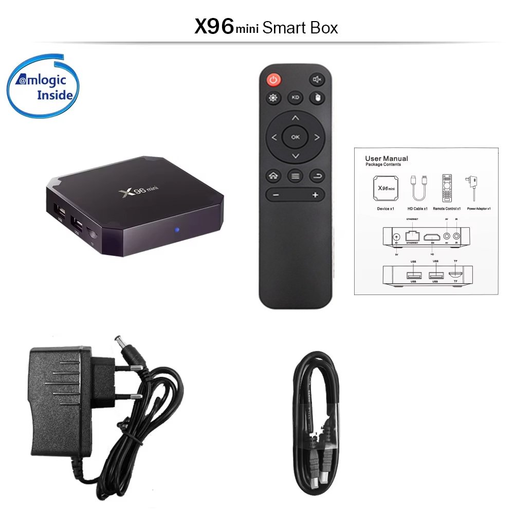 2024 new products X96 mini Amlogic S905W 1gb + 8gb android 9 100M wifi 4k HD tv box android set-top box 4K Movie network tv box