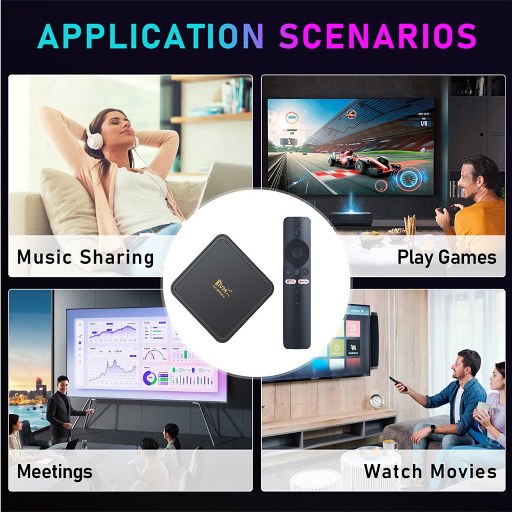 2024 New Design TV98 Pro Allwinner H313 Set Top Box BT5.2 2Gb 8Gb 16Gb 2.4/5G Wifi Voice Remote smart TV Box