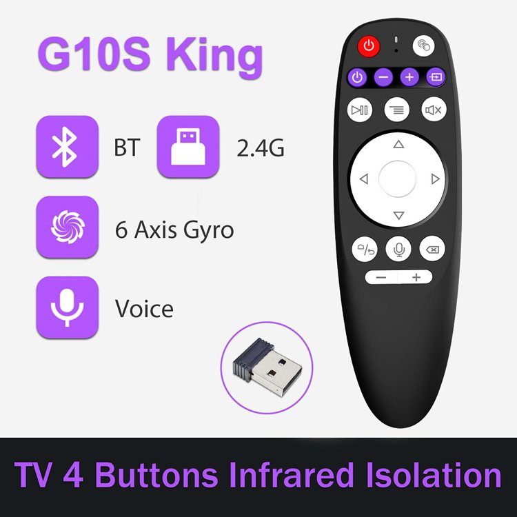 2024 New G10s king Voice Air Mouse BT 2.4G Wireless Keyboard Gyro Sensor Remote Control for Smart tv X96Q H96 Android TV Box