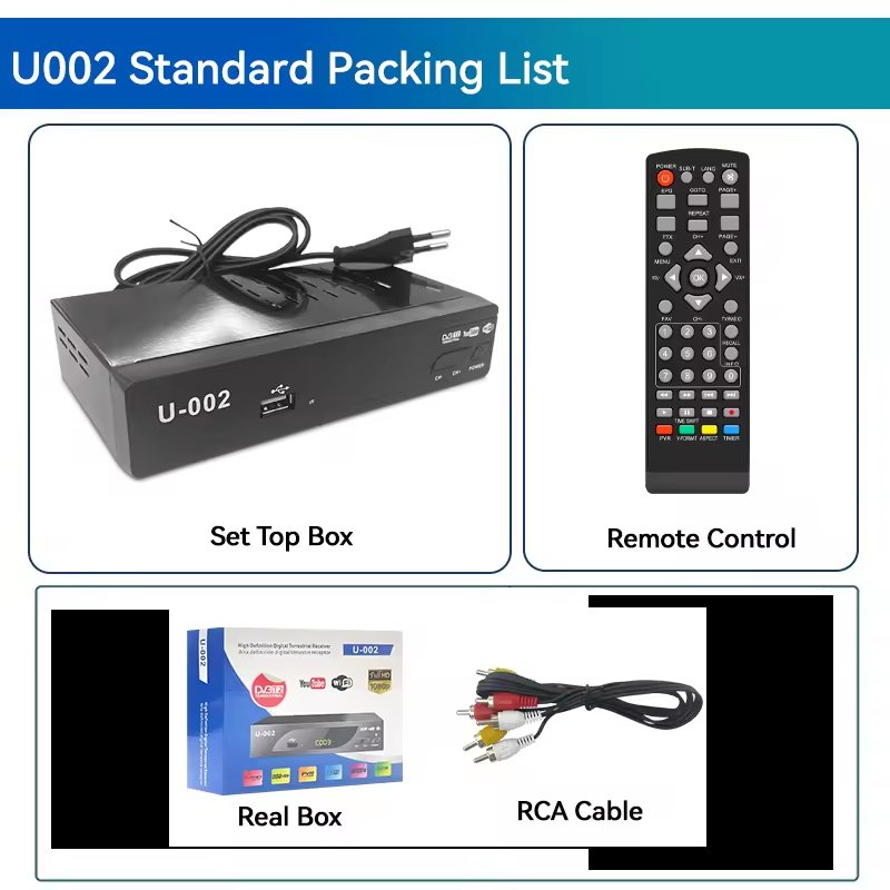 Pirme U002 Digital Free to Air TV terrestrial receivers 1080P STB Full HD DVB-T2 Receiver DVB T2 Set Top Box FTA