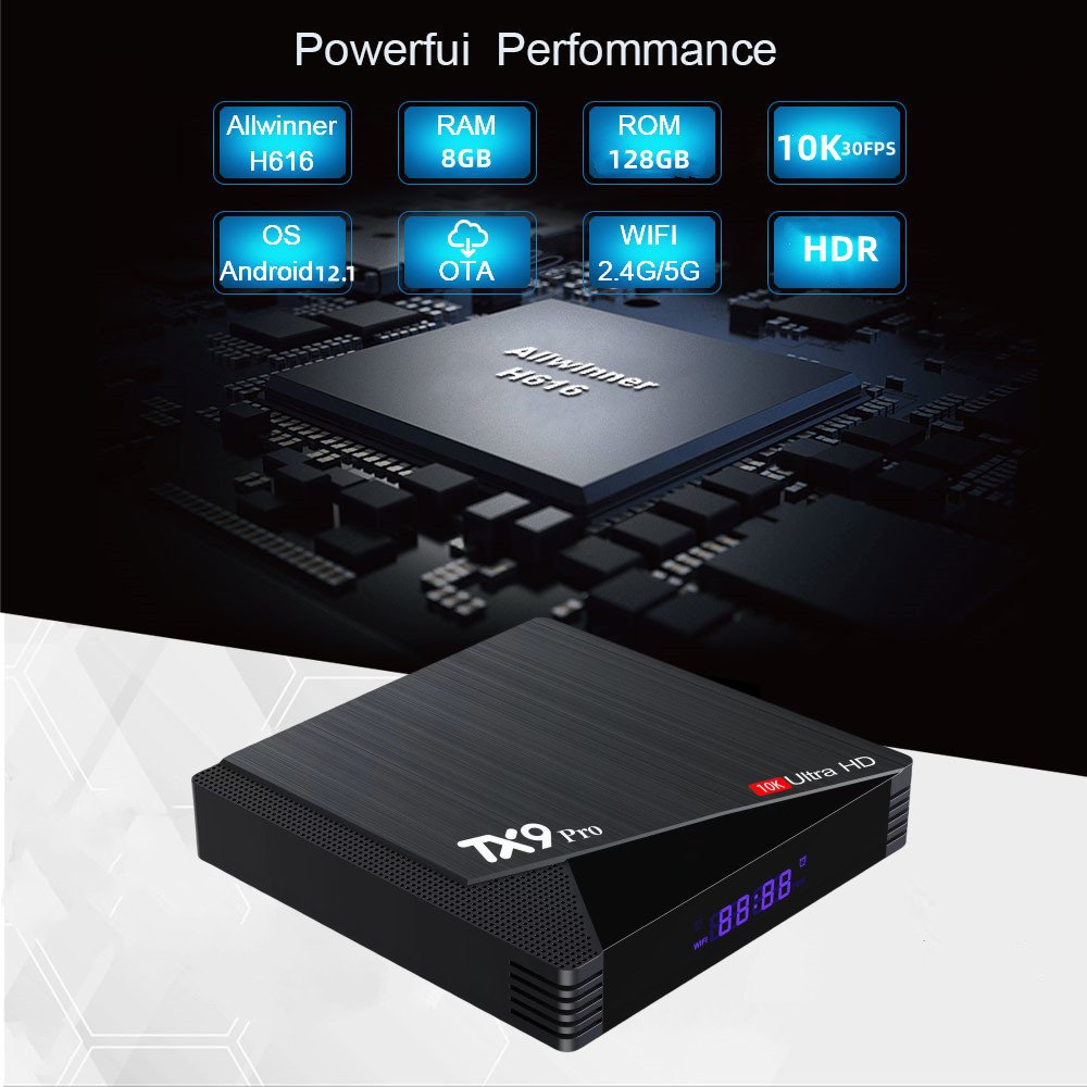 Professional Customization android tv box 10K Resolution TV Box with Android 12.1 tv box Custom 8GB+128GB