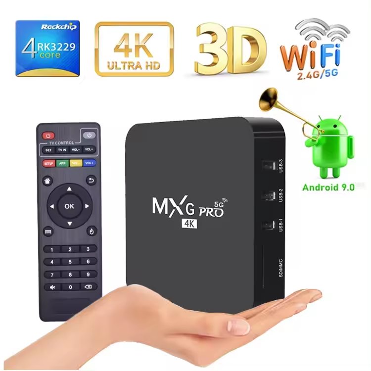 2024 Cheapest 4K box MXQPRO 5G Rockchip rk3128 4K Android tv box smart tv box 4k Smart Direct supply Media Player