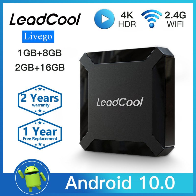 New Leadcool Allwinner H313 Android 10 Set Top Box with Livego Smart TV Box 4K UHD Image 2GB Ram 2.4G WIFI