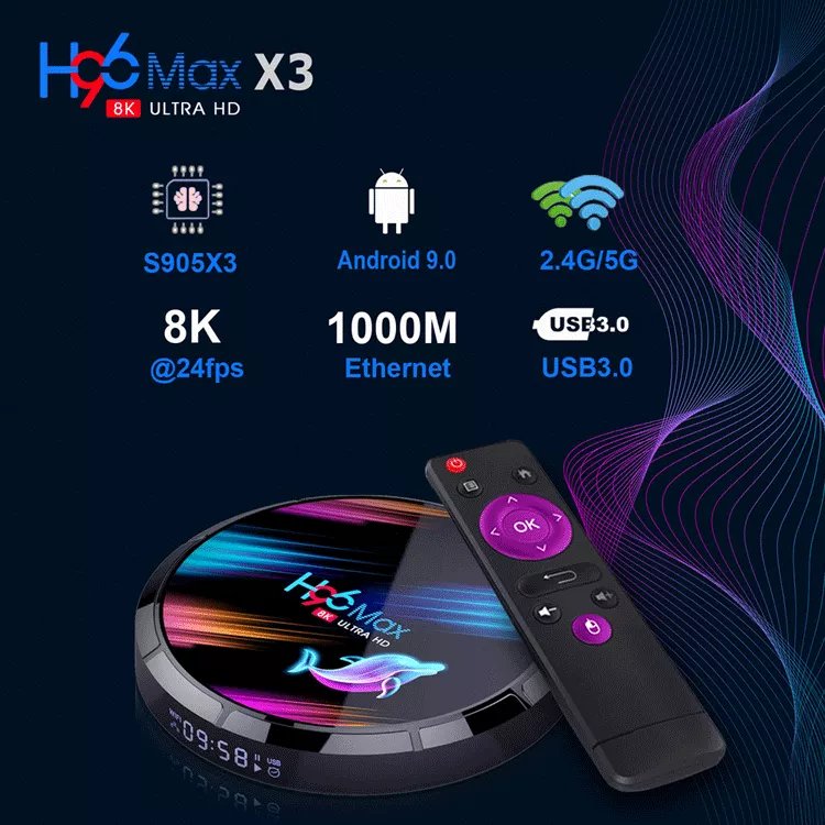Factory Native OEM ODM Android 9 Set Top Box Internet Streaming Box Smart Dual Wifi TV Built-in Satellite Receiver H96 Max X3