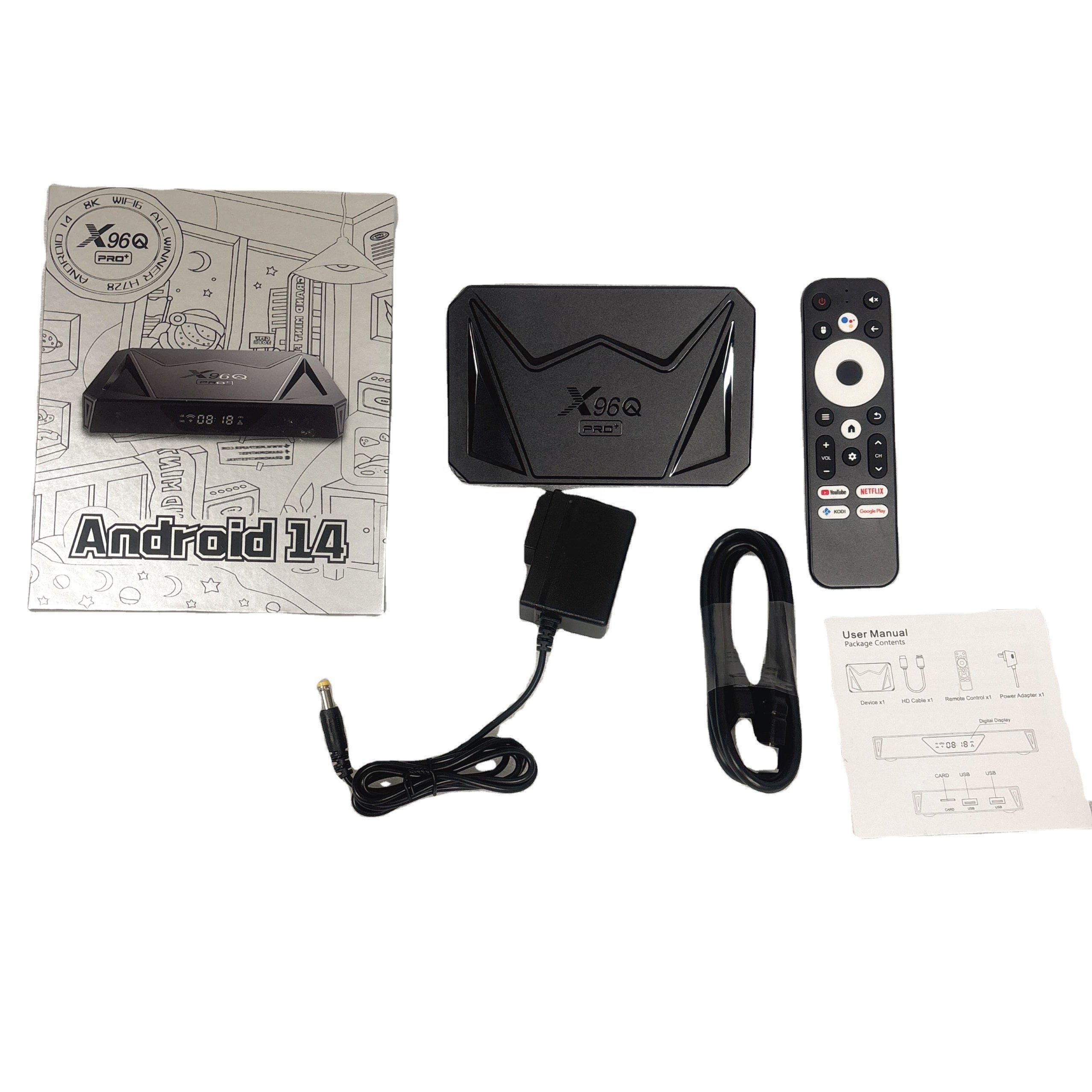 Factory X96Q Pro + Smart tvbox 4GB RAM 32GB ROM Android 14 1000M 2.4G 5.8G WiFi 6 set-top box X96Q Pro plus TV box 8K